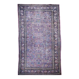 19th Century Oversized Persian Khorassan Rug, Hand-Knotted Wool, Allover Pattern, Purple & Blue, 11x20 For Sale