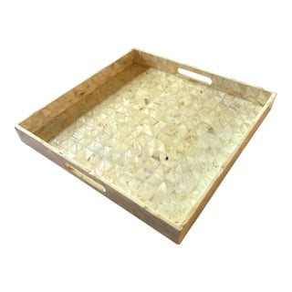 Square Capiz Shells Mosaic Style Decorative Tray For Sale