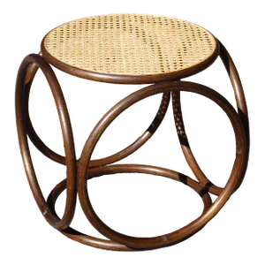 Vintage Mid Century Thonet Style Cane Top Bentwood Stool Ottoman Plant Stand