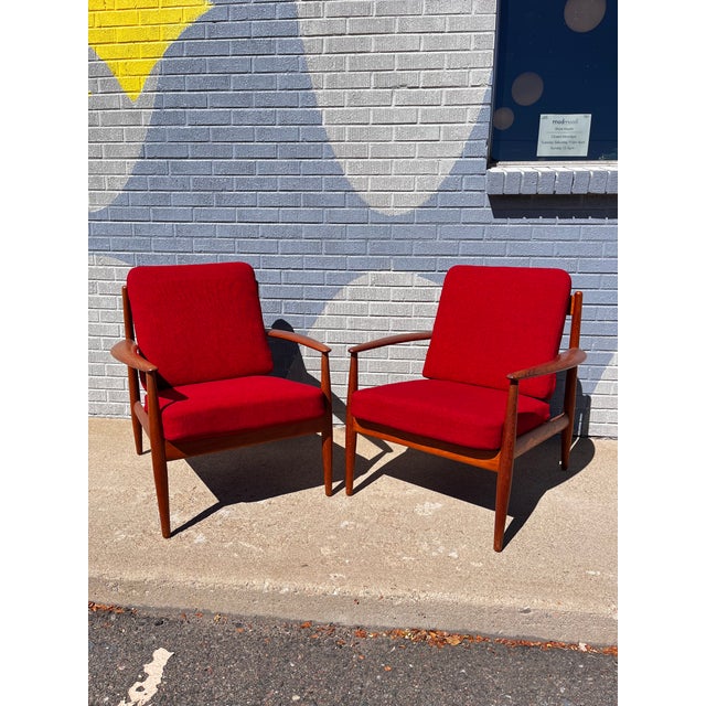 Mid-Century Modern Grete Jalk for France & Son Teak Lounge Chairs, Pair, Denmark, 1960s For Sale - Image 3 of 12