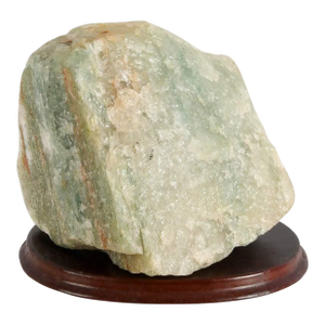 Rough Natural Fluorite Mineral Specimen on Wooden Display Base