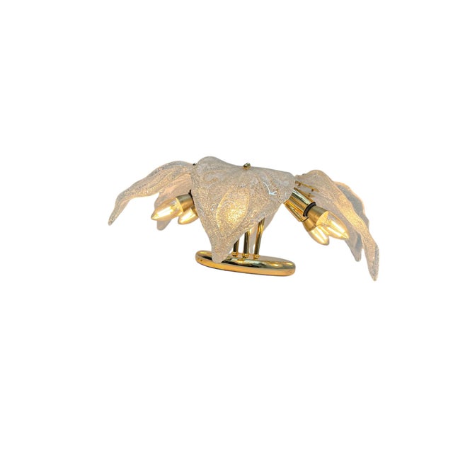 Gold Murano Glass Leaf Flush Mount by Novaresi, Italy, 1970s For Sale - Image 8 of 17