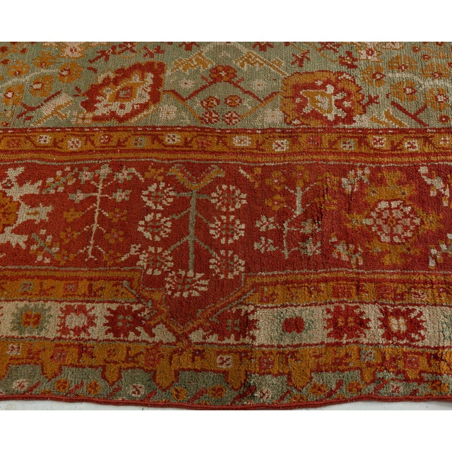 Textile Handmade Antique Decorative Turkish Oushak Rug For Sale - Image 7 of 8