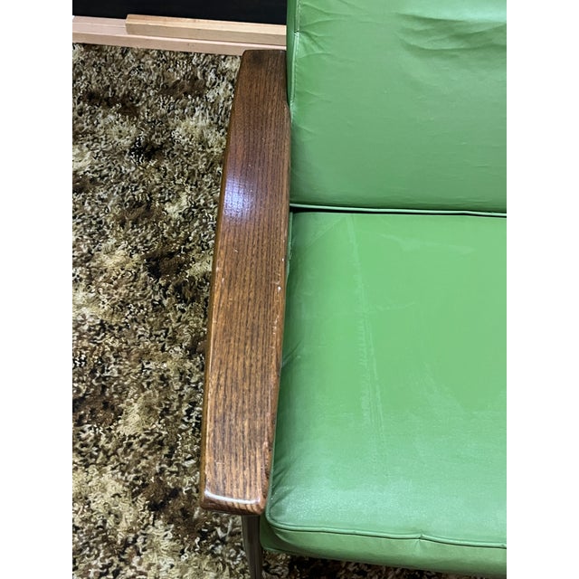 1960s Mid-Century Modern High-Back Avocado Green Vinyl Lounge Chair For Sale - Image 10 of 16
