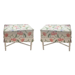 Dana Gibson Slipcovered Ottomans, a Pair For Sale