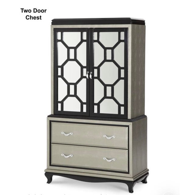 Michael Amini After Eight Bedroom Collection- 2 Nightstands, Dresser, Armoire, Mirror, Media Cabinet For Sale In San Diego - Image 6 of 12
