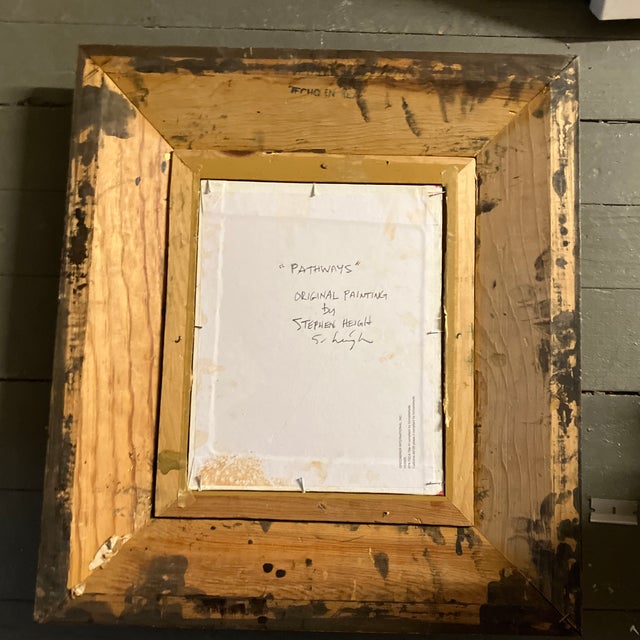 Contemporary Original Stephen Heigh Abstract Painting “Pathways” Chunky Vintage Frame For Sale - Image 4 of 4