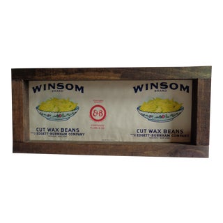 Vintage 1940s Vegetable Crate Label in Handmade Frame For Sale