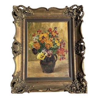 Heinrich Pforr, Floral Bouquet in Vase, Oil Painting on Canvas For Sale
