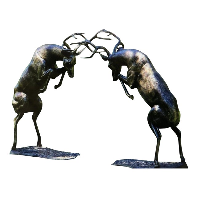Life-Size Leaping Stag Garden Sculpture in Bronzed Cast and Aluminium For Sale