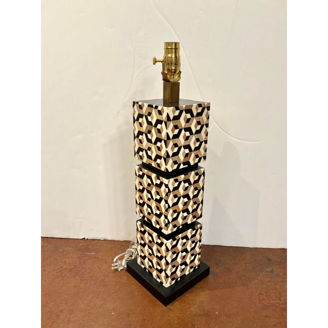 Modern Currey & Co Marquetry Lamp For Sale - Image 3 of 5