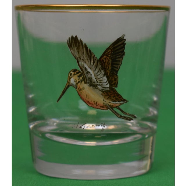 Set X 6 Cyril Gorainoff Hand Painted Gamebird Old Fashioned Glasses For Sale In New York - Image 6 of 8