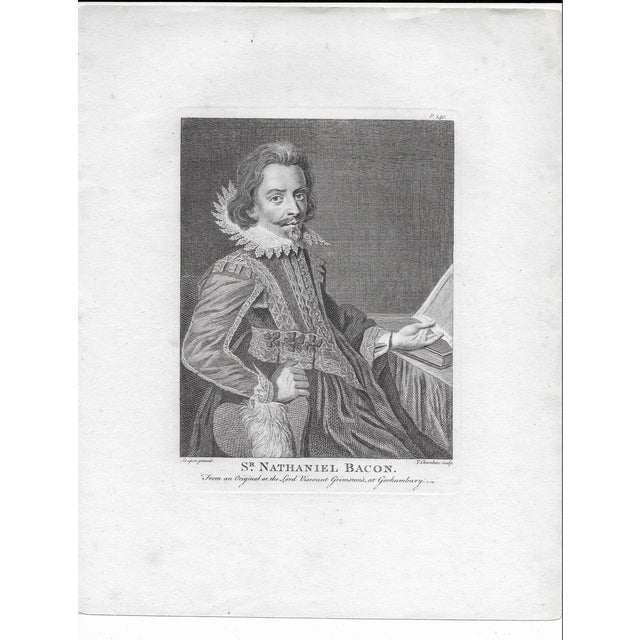 18th century engraving portrait of English painter Nathaniel Bacon(1585-1627) Engraved by Thomas Chambers (1742-1789) from...