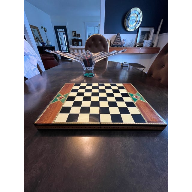 Mid-Century Modern Italian Sorrento Marquetry Folding Chess Game Box With Hidden Drawers For Sale - Image 3 of 10