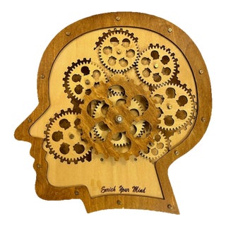 Wood Head With Turning Mechanism, Decorative Object For Sale