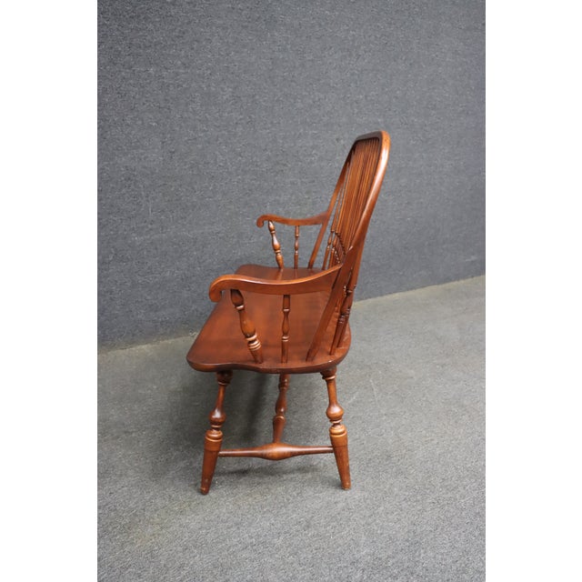 Brown L. Hitchcock Cherry Windsor Settee Bench With Spindle Back For Sale - Image 8 of 10