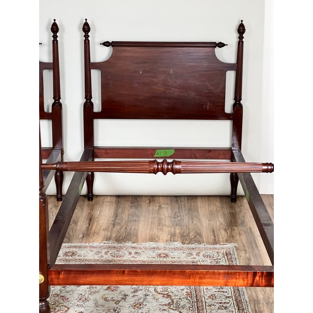 Brown Vintage Pair Centennial Solid Mahogany Twin Four Poster Beds C. 1940 For Sale - Image 8 of 10
