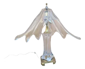 Vintage French Cofrac Art Verrier Style Freeform Crystal Table Lamp