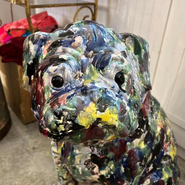 2000 - 2009 Life Size Italian Hand Made and Painted Ceramic Bulldog Sculpture For Sale - Image 5 of 11
