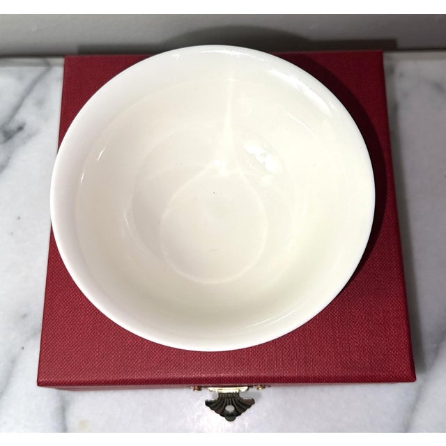 Textile Vintage Chinese Hand Painted Rice Bowl in Red Velvet Box For Sale - Image 7 of 7