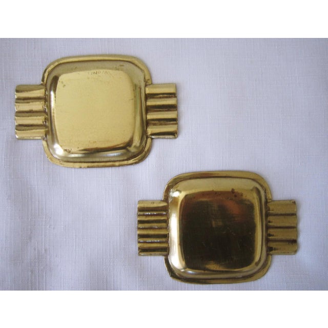 Pair vintage, etched brass catchalls from Japan. z Each measures 4"H x 5"W. Each has the original aged patina, as I have...