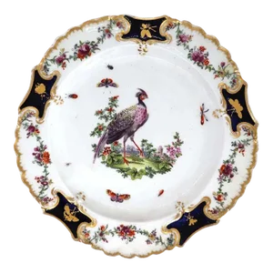 English Chelsea Soft Paste Porcelain Exotic Bird Mecklenberg-strelitz Service Plate
