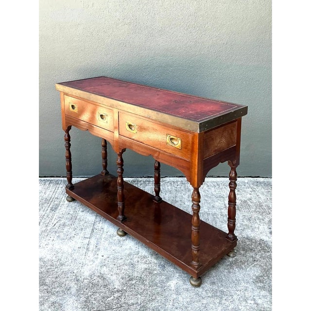 Mid 20th Century Vintage Double Sided Campaign Console Table For Sale - Image 5 of 12