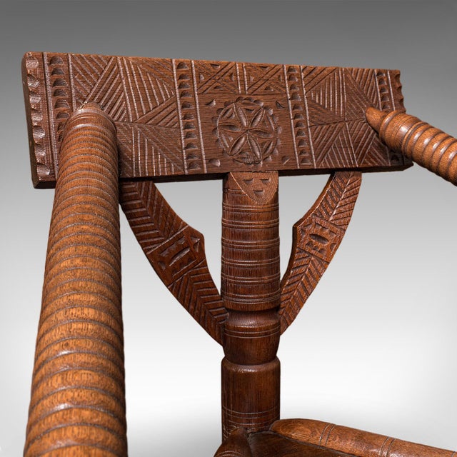 Antique Turner's Armchair, English, Oak, Old Saxon Chair, Elbow Seat, Victorian For Sale - Image 6 of 10