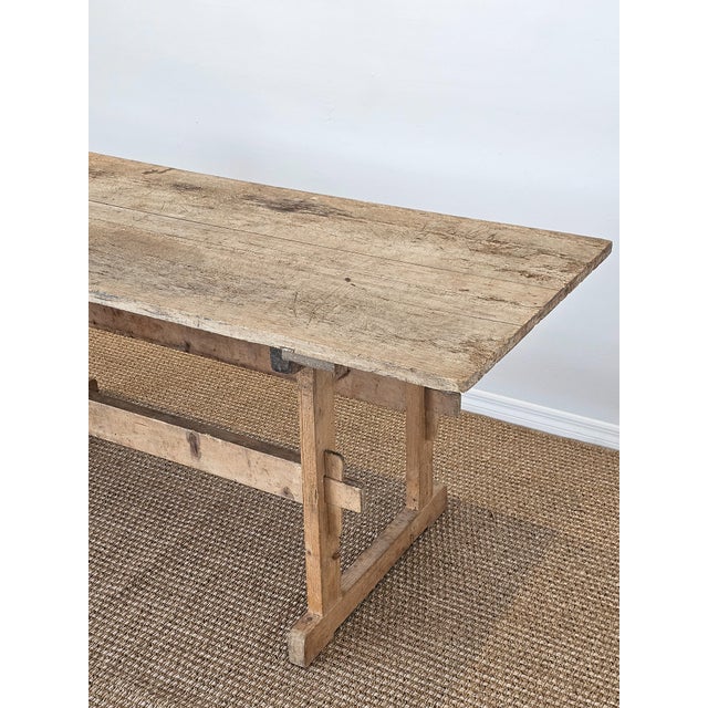 Antique European Pine Trestle Farmhouse Dining Table - Circa 1880 For Sale - Image 10 of 12