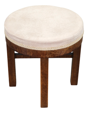 Art Deco Upholstered Walnut Veneer Stool, Former Czechoslovakia, 1930s