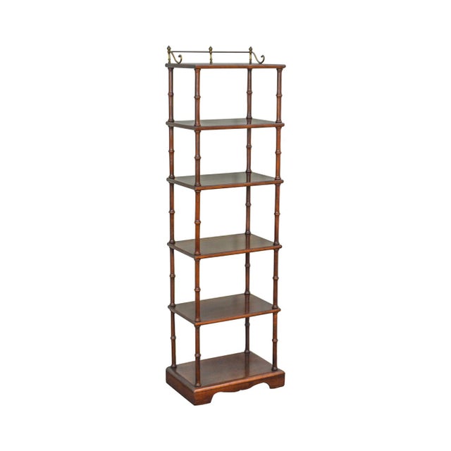 Faux Bamboo Cherry Wood 6 Tier Narrow Etagere W/ Brass Gallery Chairish