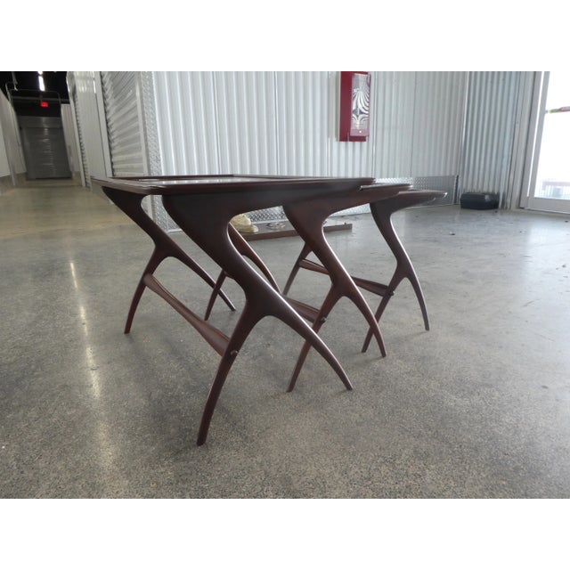 Ico Parisi Italian Mid Century Nesting Tables Manner of Ico Parisi - Set of 3 For Sale - Image 4 of 13