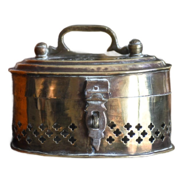 Vintage Solid Brass Cricket Keeper Box Reticulated Lidded Trinket Case For Sale