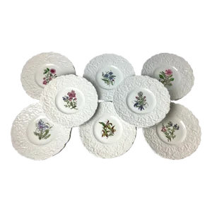 Early 20th Century Royal Cauldon Woodstock Floral Plates- Set of 16