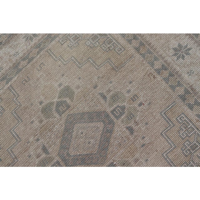 Vintage Turkish Oushak Runner in Neutral Tones, Taupe, Gray Green, Yellow 3'2 X 10'8 For Sale - Image 12 of 12