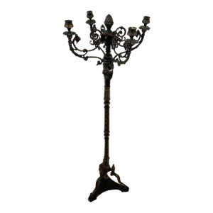 1970s Castilian Brass Floor Candelabra