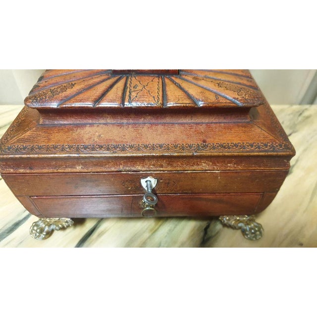 Regency Leather Sewing Box For Sale - Image 5 of 14