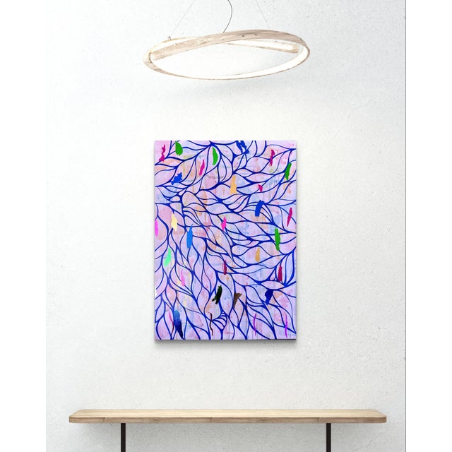 Priscilla Bilijam, Colorful Thoughts, 2025, Watercolor & Acrylic on Canvas For Sale - Image 3 of 6