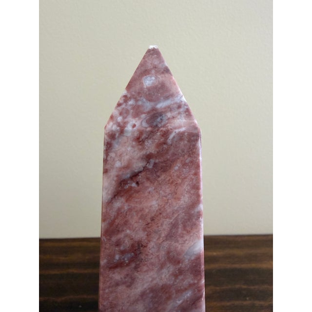 Red Neoclassical Solid Marble Red and Brown Obelisk For Sale - Image 8 of 9