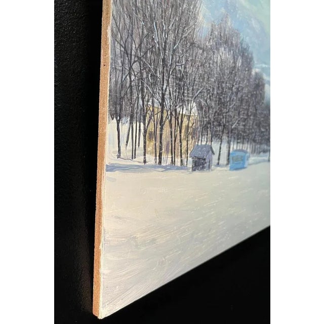 Claude Sauthier, Farm in Winter 2, Oil on Wood, 1970s For Sale - Image 11 of 13