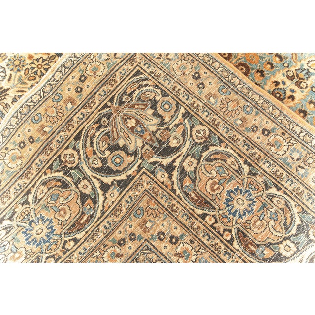 Brown Early 20th Century Persian Meshad Rust-Blue, Walnut and Brown Handmade Wool Rug For Sale - Image 8 of 9