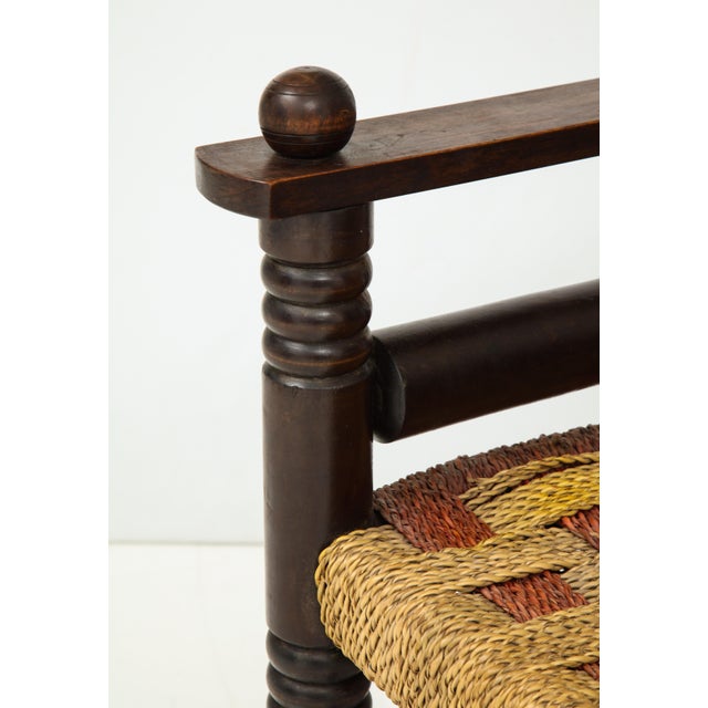 Mid 20th Century Pair of Spindle Back Armchairs With Woven Seats For Sale - Image 5 of 12