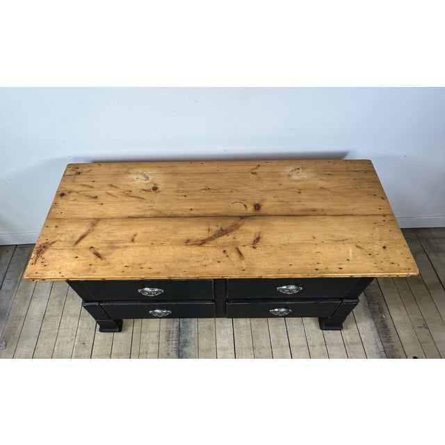 Black Low Chest of Drawers in Pitch Fir, 1920s For Sale - Image 8 of 9