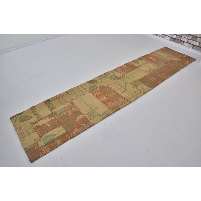 Turkish Oushak Vintage Handmade Runner Rug For Sale - Image 3 of 9