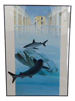 Alain Mirgalet, The Sharks, 1990s, Lithograph
