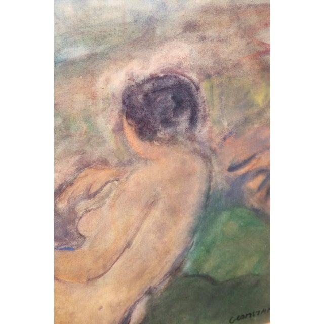 Mid Century Modern Watercolor George Constant Art Nude Signed Painting Framed For Sale - Image 4 of 12