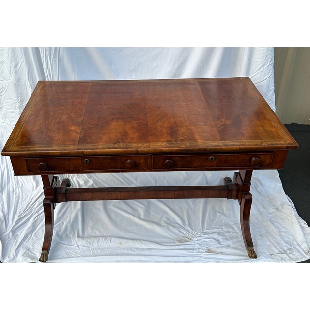 Traditional Title Early 19th Century English Regency Mahogany Writing / Sofa Table With Brass Paw Feet For Sale - Image 3 of 9
