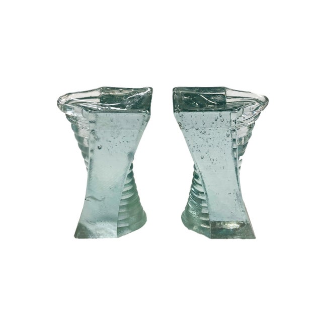 Transparent Vintage 1970s Glass Bookends - a Pair For Sale - Image 8 of 8