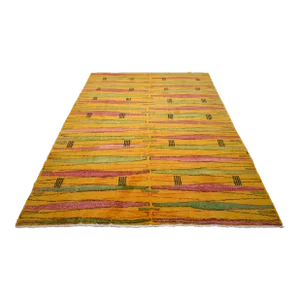 Vintage Turkish Rug – Zeki Muren Art Deco Abstract Wool Carpet, Mid-Century Collector Masterpiece 7′1″ × 10′1″