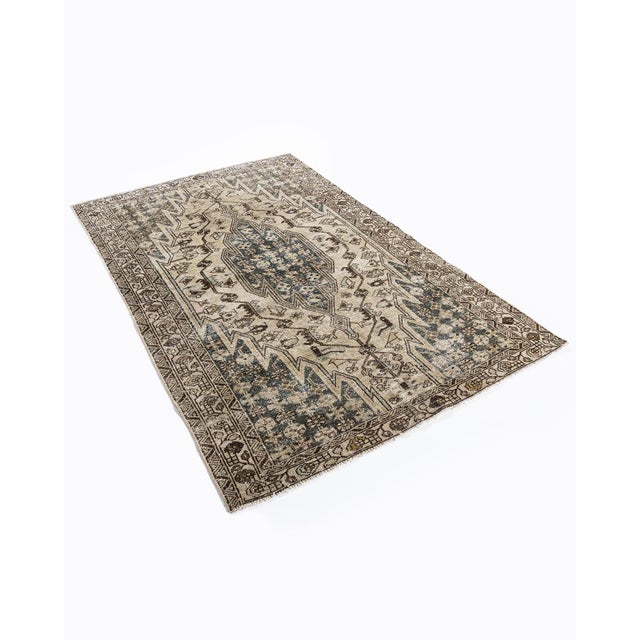 Vintage Circa 1940 Distressed Mazlagan Rug 4ft 5in X 6ft 3in For Sale - Image 9 of 16